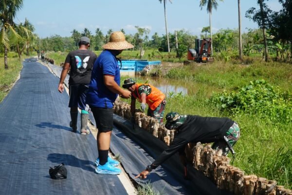 Satgas TMMD Ke-129 Kodim 1011/Klk Perkuat Struktur Jalan 1,2 KM Melalui Pemasangan Biotek