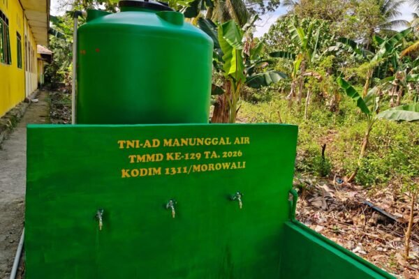Program Manunggal Air TMMD ke-129 Kodim 1311/Morowali Rampung, SDN Umbele Kini Dapat Memanfaatkan Air Bersih
