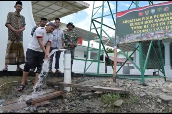 Sumur Bor TMMD Ke-129 Kodim 0102/Pidie Rampung, Warga Lhok Panah Kini Nikmati Air Bersih