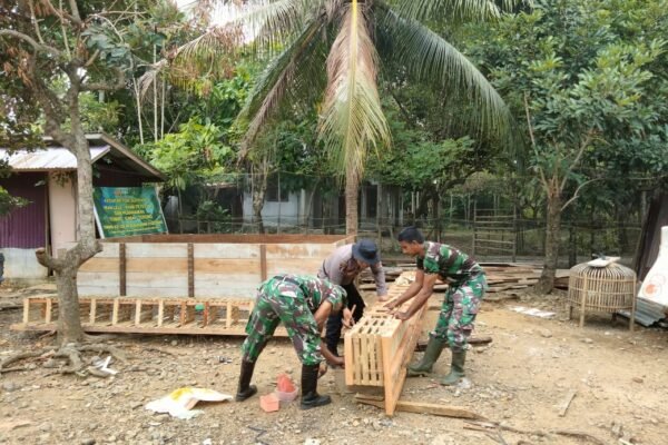 TMMD 129 Kodim 0102/Pidie Hadirkan Ketahanan Pangan, Bangun Kandang Ayam, Kolam Lele dan Kebun Sayur,
