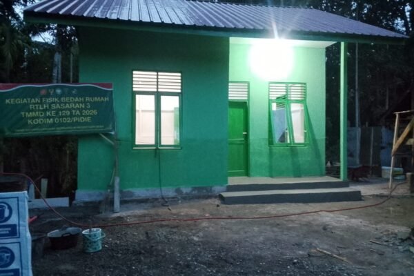TMMD Ke-129 Kodim 0102/Pidie Rampungkan Rehab RTLH Umar Amin, Wujud Nyata Kepedulian TNI untuk Masyarakat