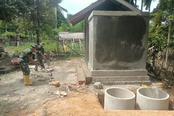 Satgas TMMD Ke-129 Kodim 0102/Pidie Percepat Penyelesaian MCK Dayah Blang Cot, Progres Capai 85 Persen