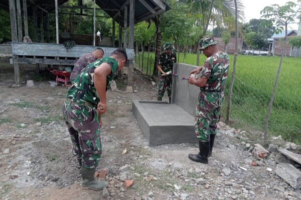 Tempat Wudu TMMD Ke-129 Kodim 0102/Pidie Rampung, Lengkapi Fasilitas Air Bersih untuk Jamaah Meunasah