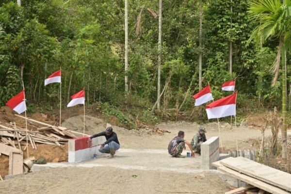 Gebyar Merah Putih Warnai Lokasi TMMD, Jembatan Box Culvert Disulap Bernuansa Kemerdekaan