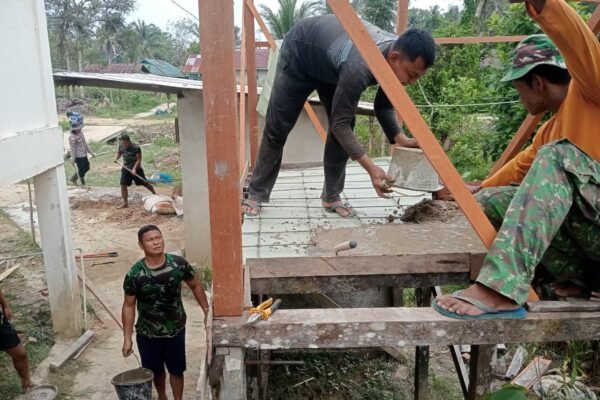 Bahunya TNI, Warga dan Polri, Pengecoran Tandon Air Jadi Bukti Kuat Gotong Royong di Lokasi TMMD