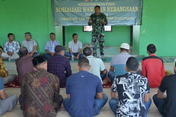 Tak Hanya Bangun Infrastruktur, Satgas TMMD Ke-129 Kodim 0102/Pidie Tanamkan Wawasan Kebangsaan kepada Masyarakat
